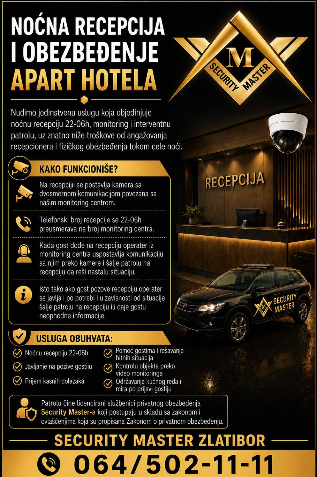 Security Master - noćna recepcija i obezbeđenje apart hotela